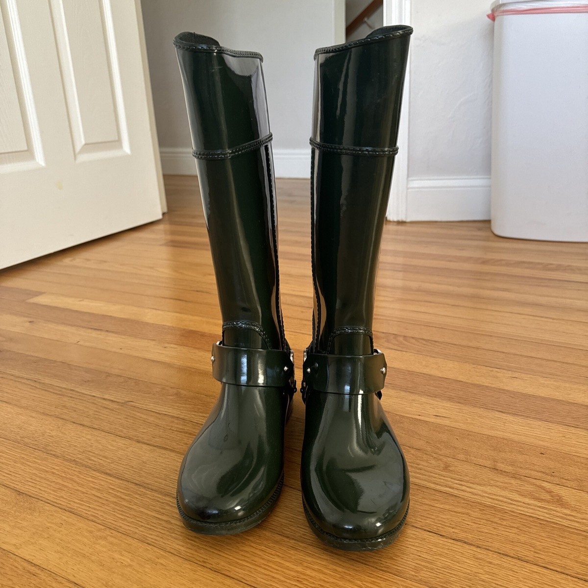 Michael Kors Rubber Tall Boots 9 Dark Green Rain Boots 