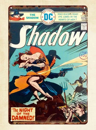 The Shadow 1975 vintage repro comic metal tin sign home garden decor