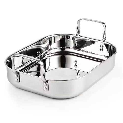 Roasting Pan Stainless Steel Industrial Modern Style Oven Safe V-shaped Rack - 第 4/9 張圖片