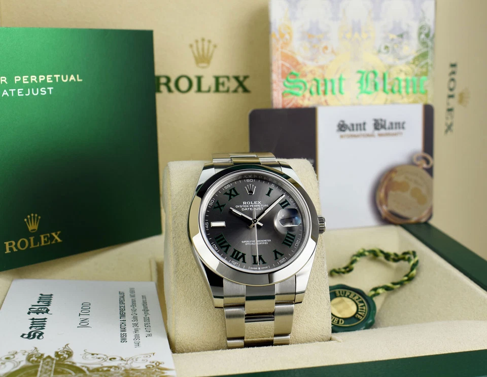 ROLEX 41mm Acero Inoxidable DateJust 41 Wimbledon Rodio Romano 126300 SANT BLANC