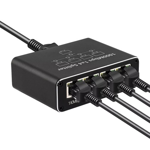 RJ45 Gigabit Ethernet Splitter 1 to 4 Port 1000Mbps LAN Network Internet Adapter - Picture 2 of 10