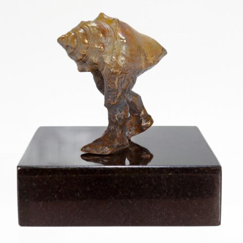Signed Modernist Surreal Bronze Sculpture of a Walking Conch Shell with Leg - Picture 1 of 15