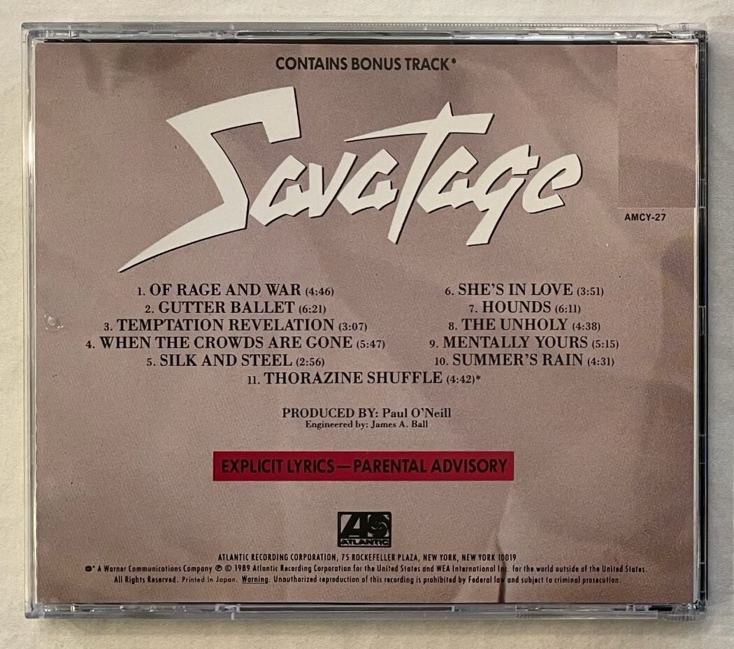Savatage - Gutter Ballet + 1 (Japan First Pressing CD w/OBI) Jon