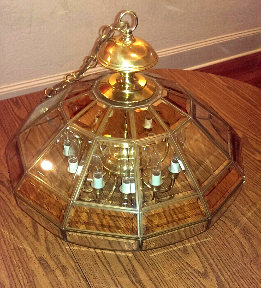 FREDRICK RAMOND - Vintage 1980's Beveled Glass 12-Light Chandelier