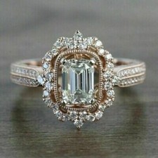 Vintage Style 3.10 Ct Art Deco White Diamond Wedding Ring 14K Rose Gold Over