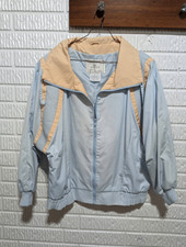 Mulberry St. Women's Light Blue Peach 80's Long-sleeve Full-zip Cotton Jacket La