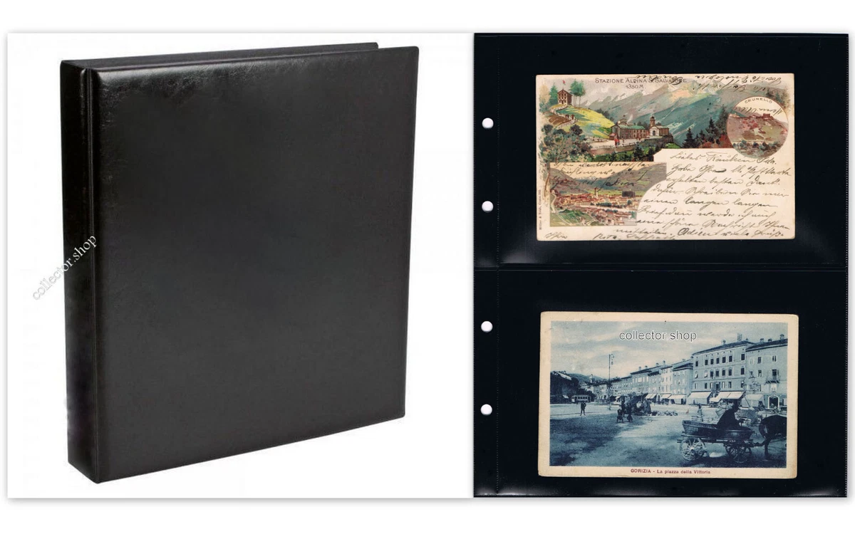 SAFE 6003 Album Portacartoline Tascabile - 20 Tasche Per 40 Cartoline - Formato 110x155 Mm - Copertina Similpelle Nera