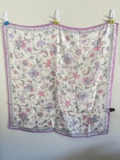Vtg The Specialty House 100 Silk Scarf Purple Pink Flowers Sage Grn