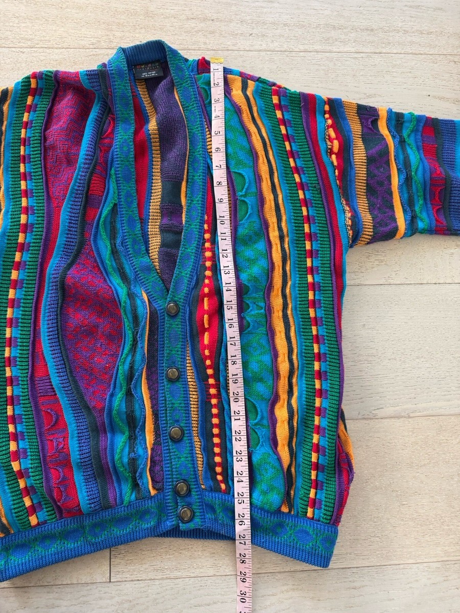 【Vintage】COOGI 3D KNIT CARDIGAN Vintage COOGI Cardigan 3D Knit Multicolor Sweater Size Small Y2K