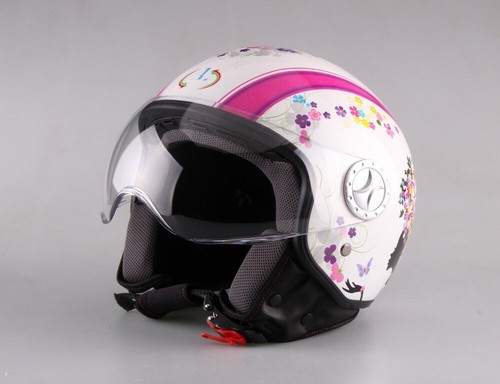 CASCO DEMI-JET AL HELMETS MOD. 101 COLORE BIANCO CON FIORI FLOWERS | eBay