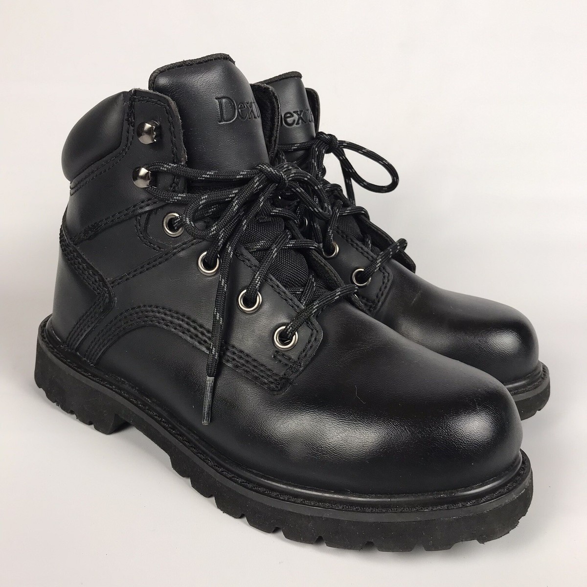 Dexter Work Safety Steel Toe Boots Oil Skid Resistant Mens Size W  Black