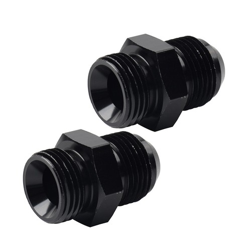 2Pcs Aluminum Black AN10 Flare to 8AN ORB Male fitting Adapter with O-Rings - Picture 5 of 11