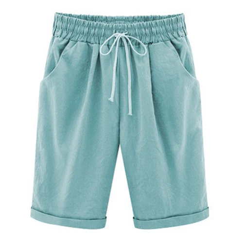 Womens Solid Beach Bermuda Capri Shorts Loose Casual Summer Crop Pants Trousers - Bild 8 von 29