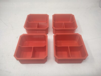 4 Red Low Profile Storage Bin Tray with Dividers for Milwaukee Packout Organizer