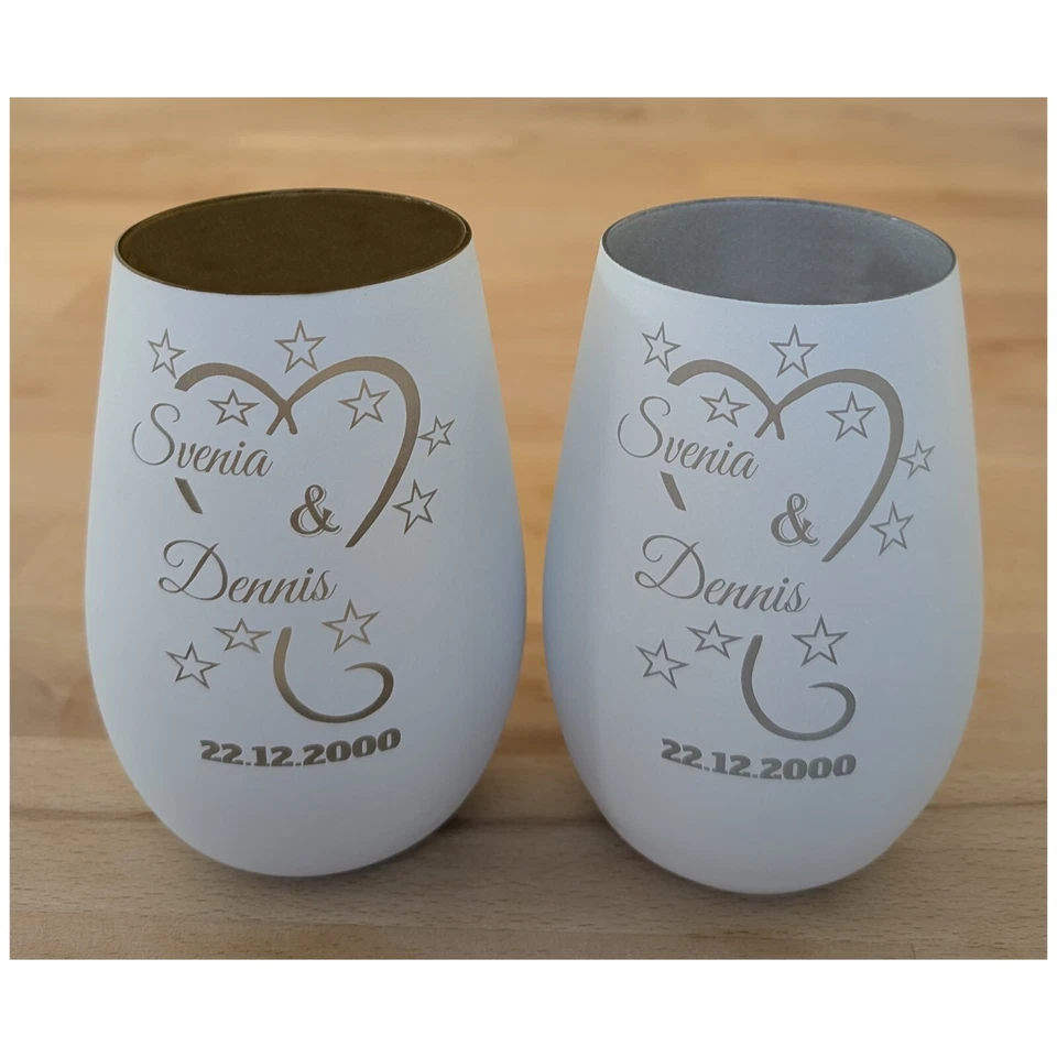 Windlicht Valentinstag Hochzeitsgeschenk mit persönlicher Gravur Glas Liebe - Bild 2 von 3