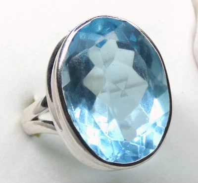 💎Ring 925 Silber Gr 17,5 (55) riesiger, facettierter Blautopas ORIGINALBILDER - Bild 1 von 4