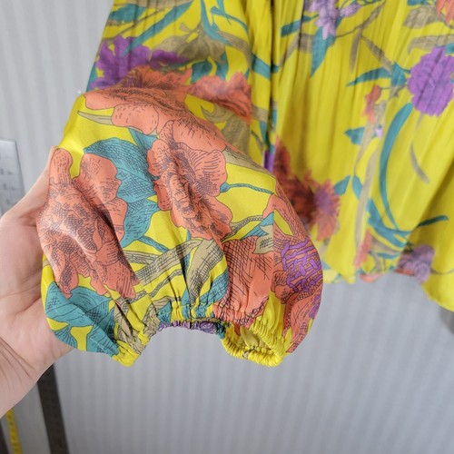 Current Air Damen Blumen Plissee Bluse Oberteil mittellang Ballonärmel Boho - Bild 2 von 10