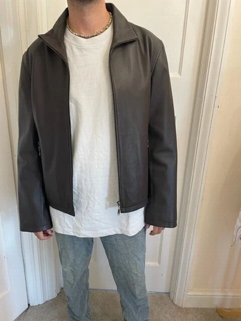 Men's designer Soft   Chocolate Brown Leather  jacket - Med NWT  RRP £349. - Image 4 of 4