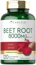 Beet Root Capsules | 8000mg | 120 Count | Non-GMO, Gluten Free | by Carlyle