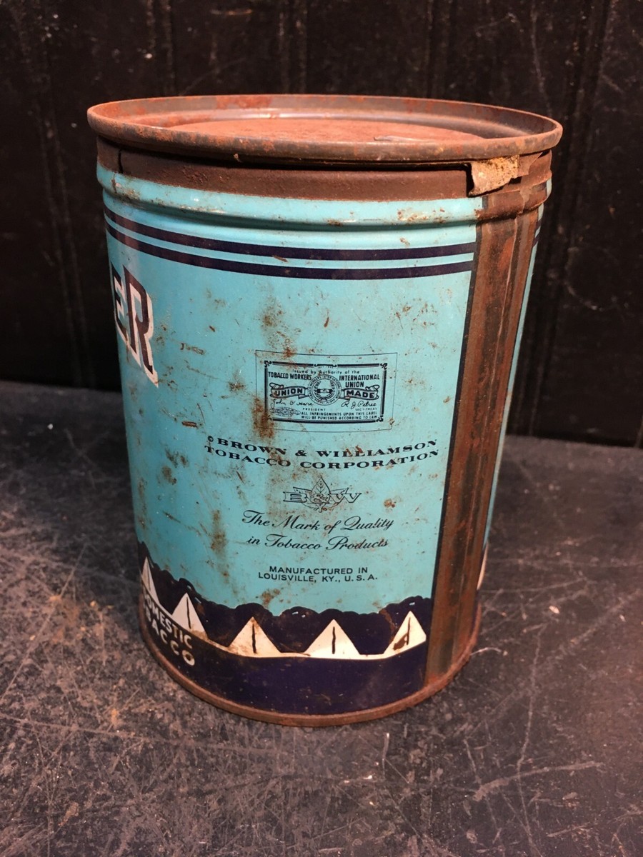 Vintage Bugler Cigarette Tobacco Empty Tin Can with Lid