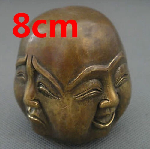 8cm antique excellent old bronze carved statue 4 face Mood Buddha - Picture 1 of 7