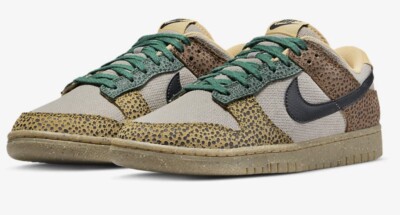 New Nike Dunk Low Safari - Cacao Wow & Off Noir - Men s 12.5 SB Green Brown