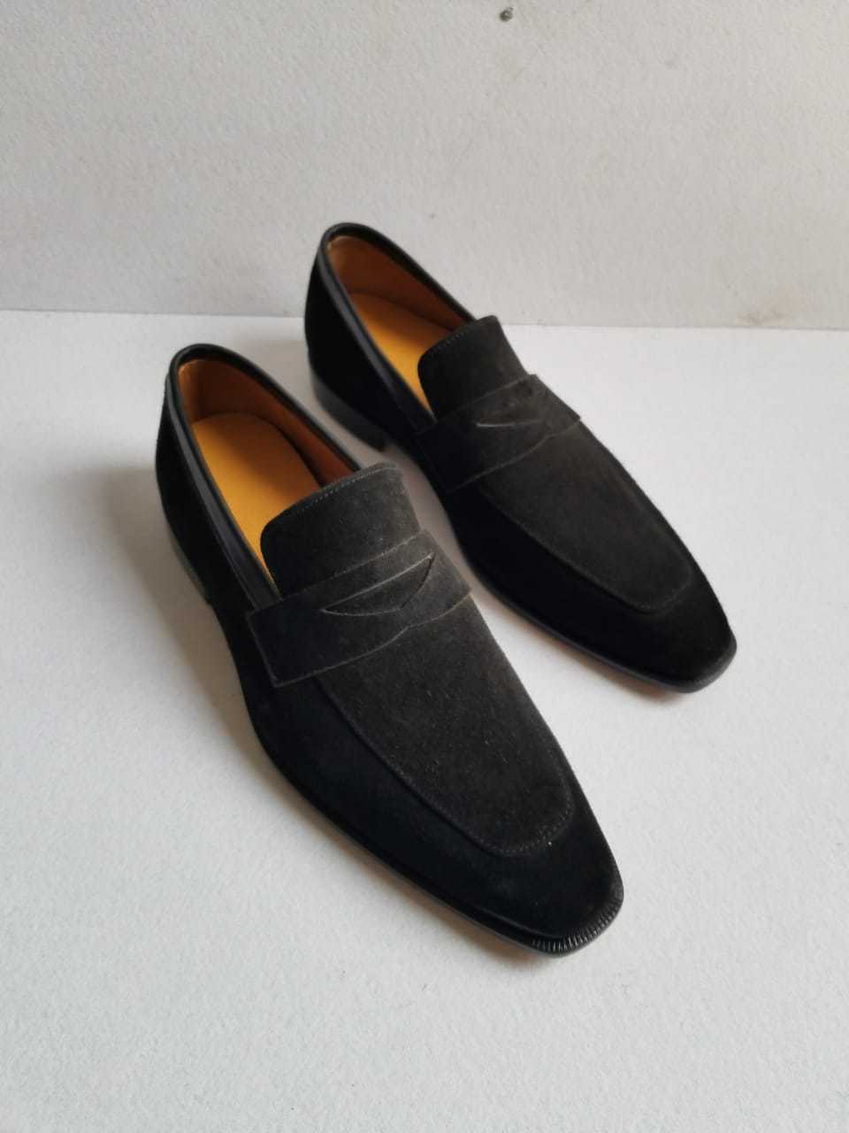 Men Handmade Shoes Black Suede 