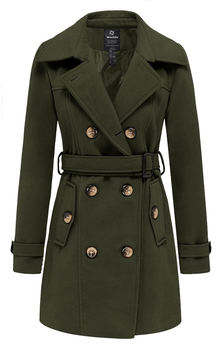 Wantdo Women's Double Breasted Wool Blend Pea Coat Double Breasted