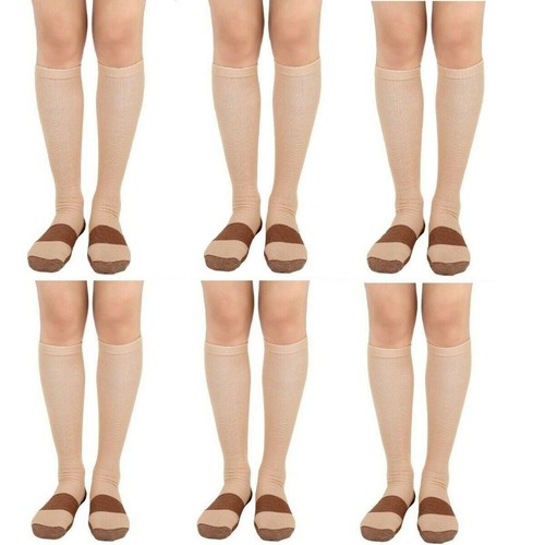 (6 Pairs) Copper Compression Socks 15-20mmHg Graduated Support Mens Womens S-XXL - Picture 15 of 15
