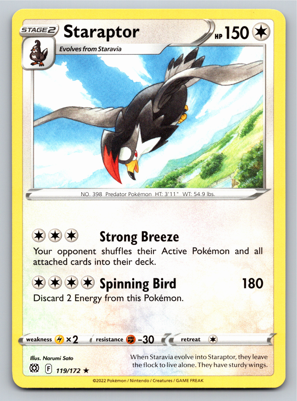 Staraptor 119/172 Rare Brilliant Stars Pokemon Card - NM