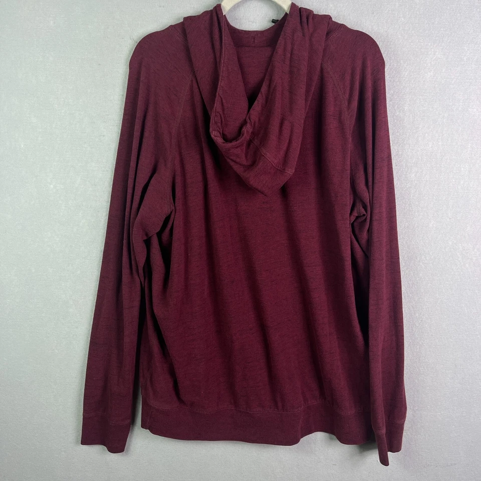 Sudadera American Eagle XL Sudadera con Capucha Pullover Flex Cremallera Bolsillo Suéter Borgoña Foto 3 de 4