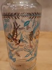 Vintage Janette Apothecary Glass 11" Jar Mid Century Turquoise Blue & Gold Birds — photo 2