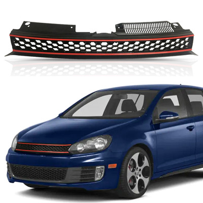 Hex Mesh Grille Black W/ Red Trim For VW Mk6 Golf/Gti/Jetta Sportwagen Badgeless