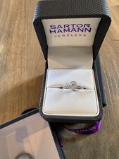 Diamond ring preowned 14k white gold engagement ring size 5.5