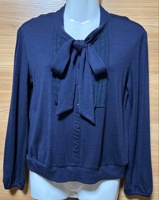 Courreges Bowtie Blouse Navy Size 40