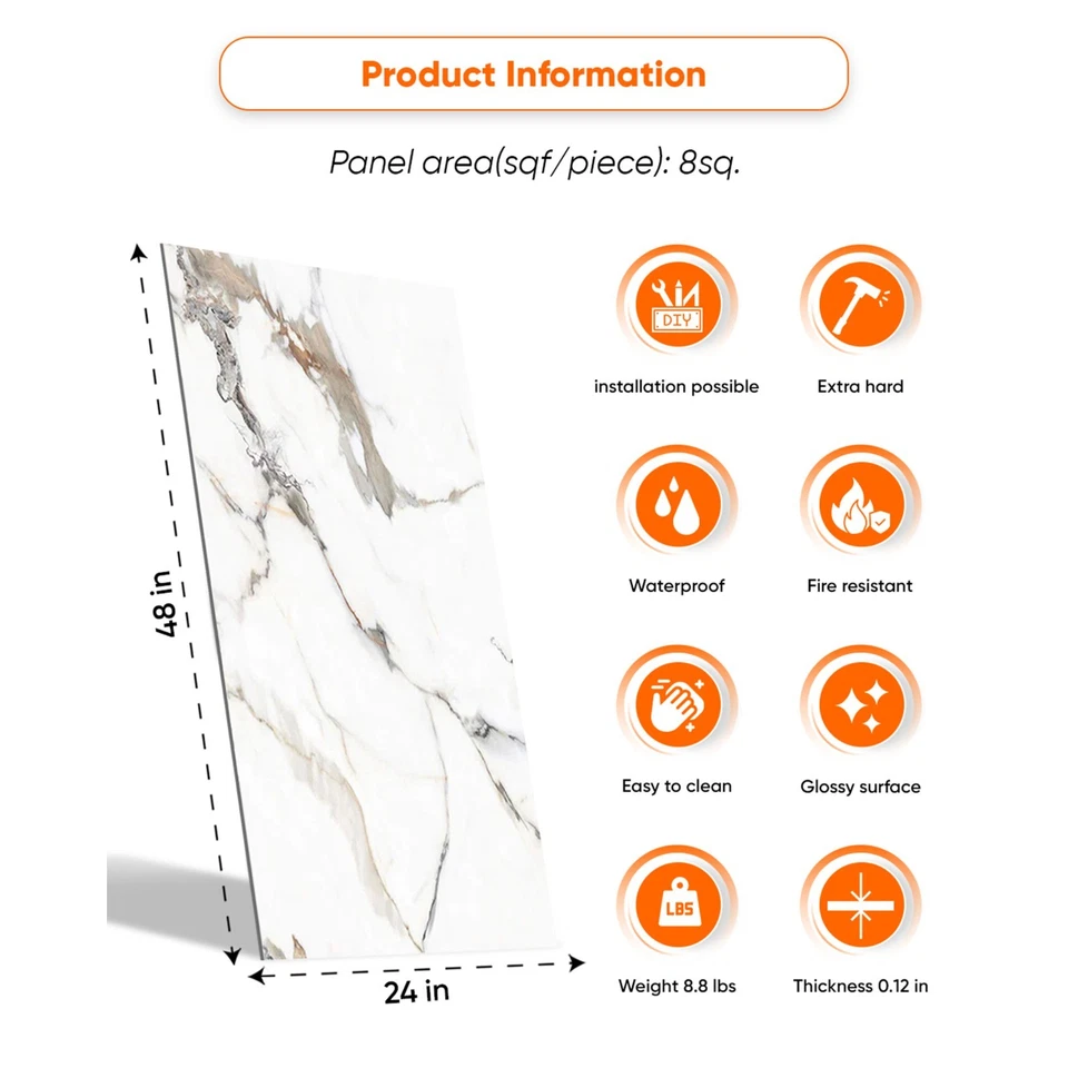IZODEKOR 4 Pcs 24 in x 48 in PVC Marble Wall Panels - Realistic Marble Look - Image 3 of 4