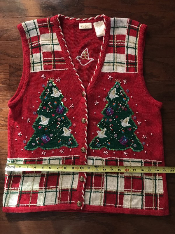 Vintage Bobbie Brooks Christmas Ugly Sweater Vest Button Up Women’s Large 12/14