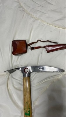 GRIVEL Vintage Eispickel Piolett Italien 70 cm mit Lederbezug (verschlechtert...