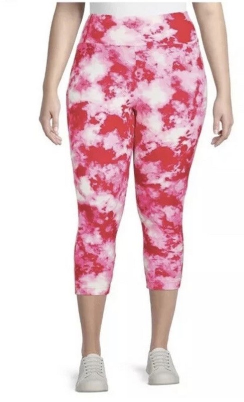 Terra and Sky Dark Pink Tie Dye High Rise Capri Leggings 2X (20W-22W) NWT