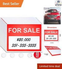 For Sale Sign 14.25" x 11.25" Red Plastic 10 Pack Window Mount