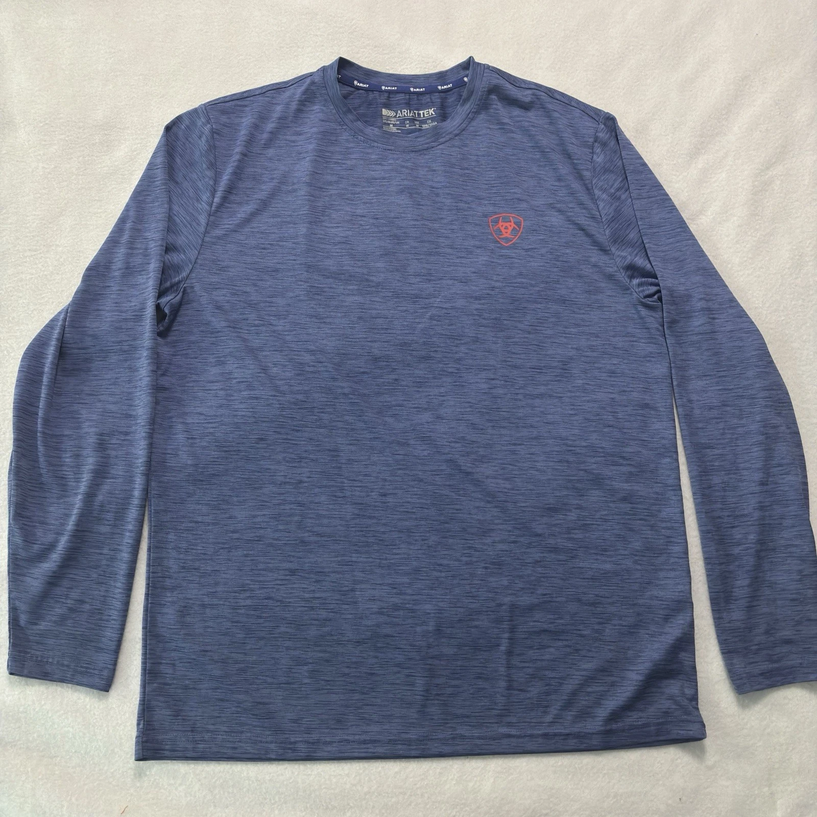 Ariat Tek T-Shirt Men’s M Blue Heather USA Flag Eagle Long Sleeve Performance