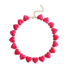 Amber Acrylic Heart Choker Necklace for Women Vintage Punk Chunky hot pink