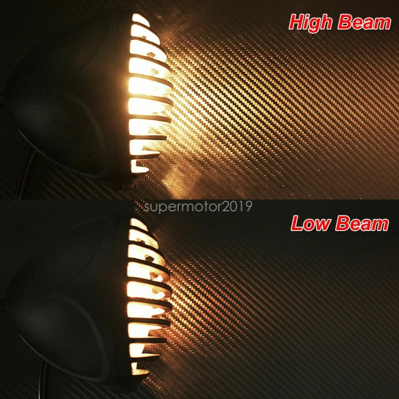 5'' Headlight Light & Grill Cover Fit For Harley Chopper Bobber Cafe Racer 1200 - Image 2 of 4
