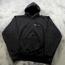 Champion Hoodie Mens XXL Black Small Script Logo Pullover Made In USA Vintage