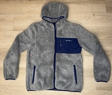 Eddie Bauer Youth Boys Fleece Jacket Gray Full Zip Size 16 Youth XL Blue Hoodie