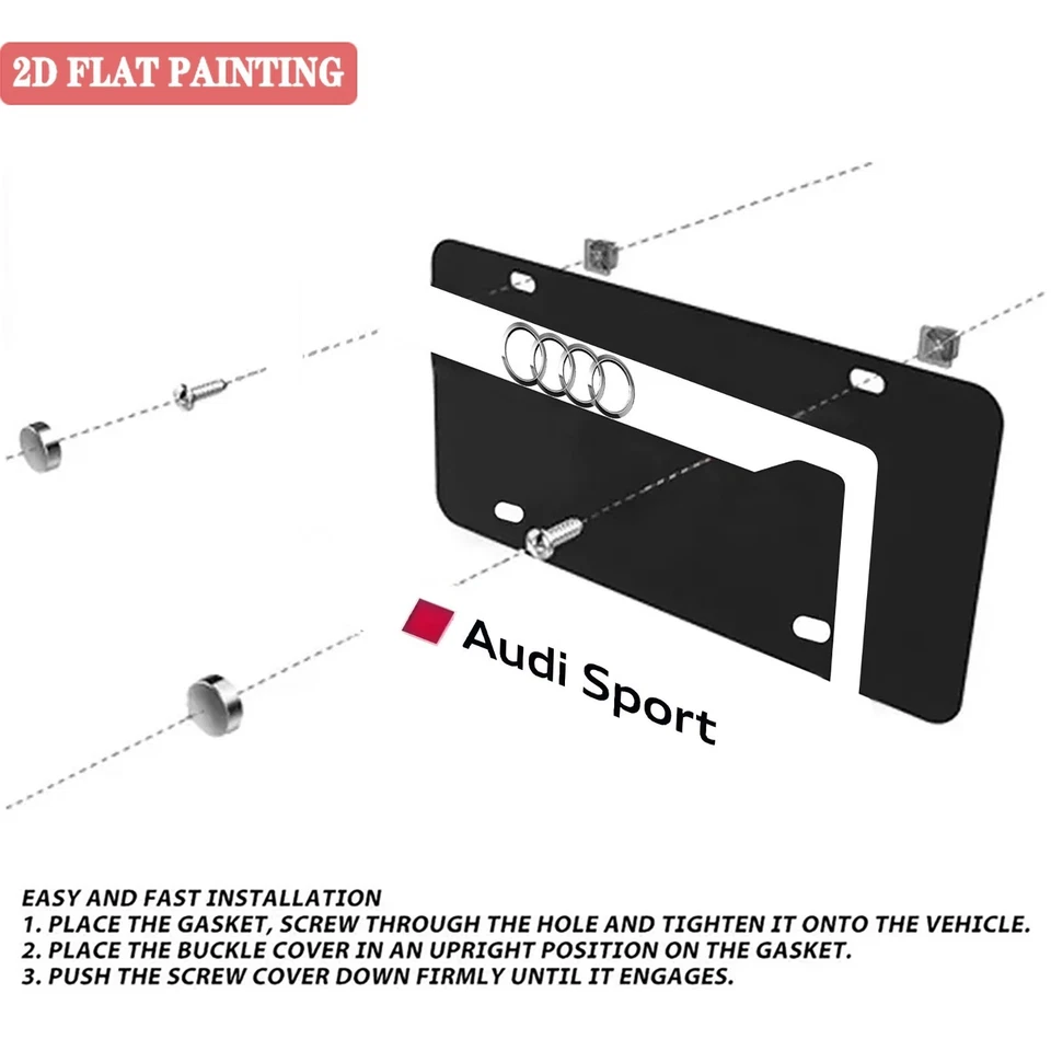 Audi 2 Pack Aluminum Waterproof License Plate Frame White - Image 3 of 4