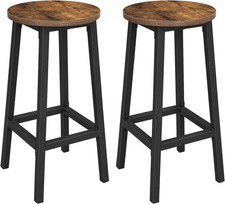 VASAGLE Bar Stool Set of 2 round Chair High Kitchen Seat Steel Frame Height 65 C