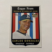 Carlos Gonzalez 2008 Topps Heritage Rookie Card #578 Oakland Athletics . rookie card picture