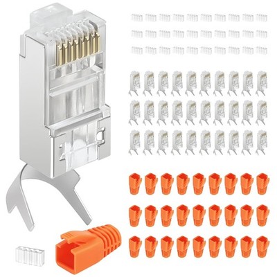 30 Set Netzwerkstecker RJ45 Stecker für Cat 7 6A Verlegekabel Knickschutz AWG23