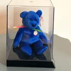 Ty Beanie Babies Blue Bear Plush w/ Tag Display Case Vintage 1997